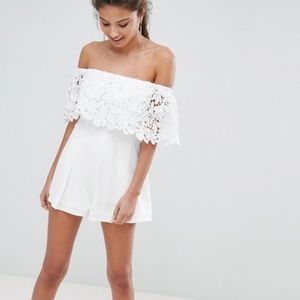 Love Triangle Bardot Lace Playsuit Sz. 12